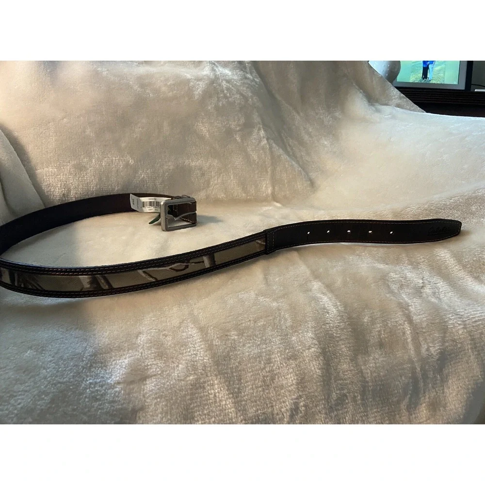 Candela's Belt Size 32 Dark Brown With Cameo Cloth In Center